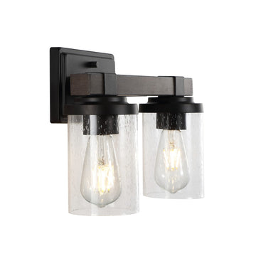 Bungalow Iron/Seeded Glass Rustic Farmhouse LED Vanity Light - JONATHAN Y